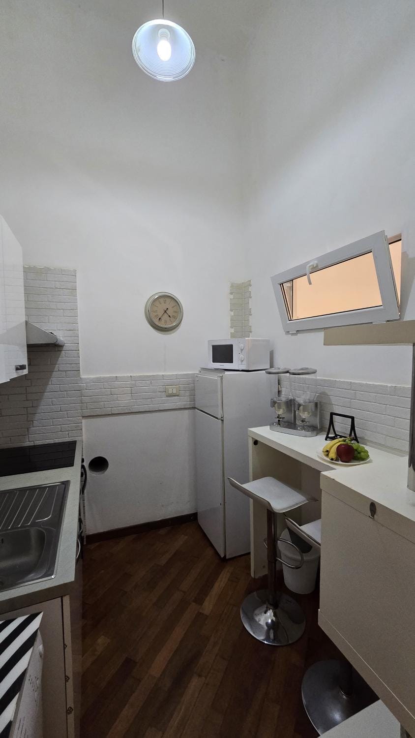 Kitchen or kitchenette, stove