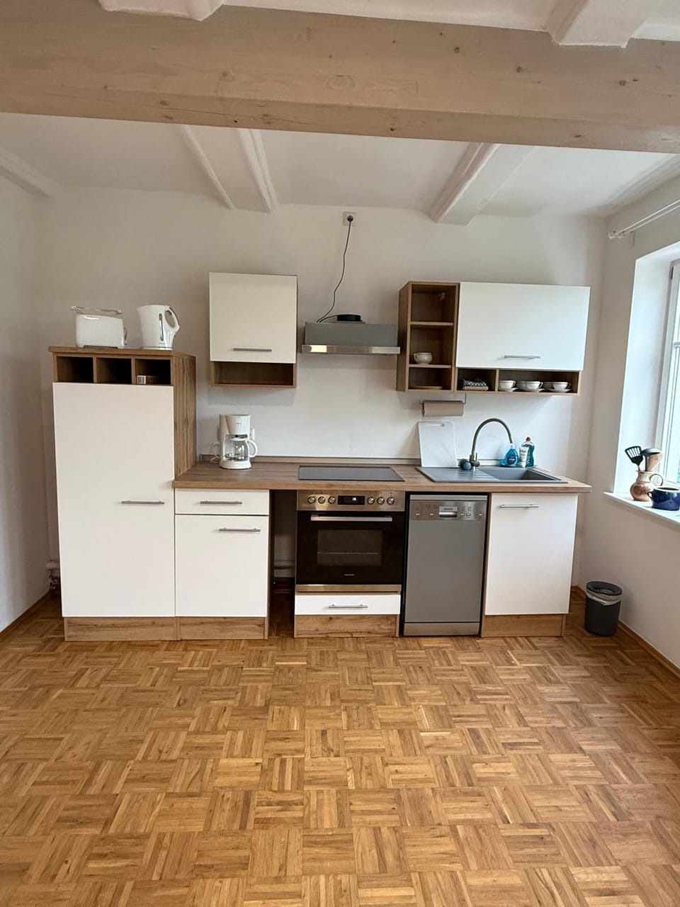 Kitchen or kitchenette, dishwasher, oven, stove