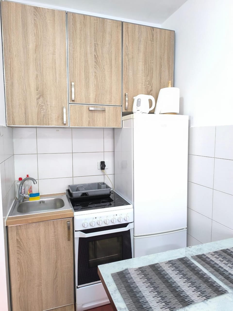 Kitchen or kitchenette, stove