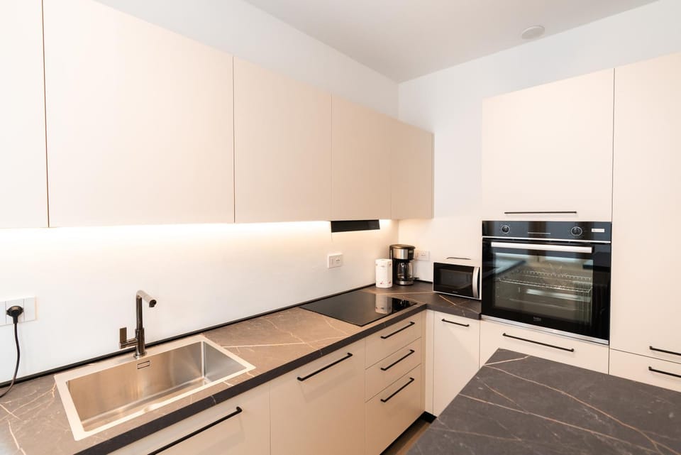 Kitchen or kitchenette, dishwasher, stove