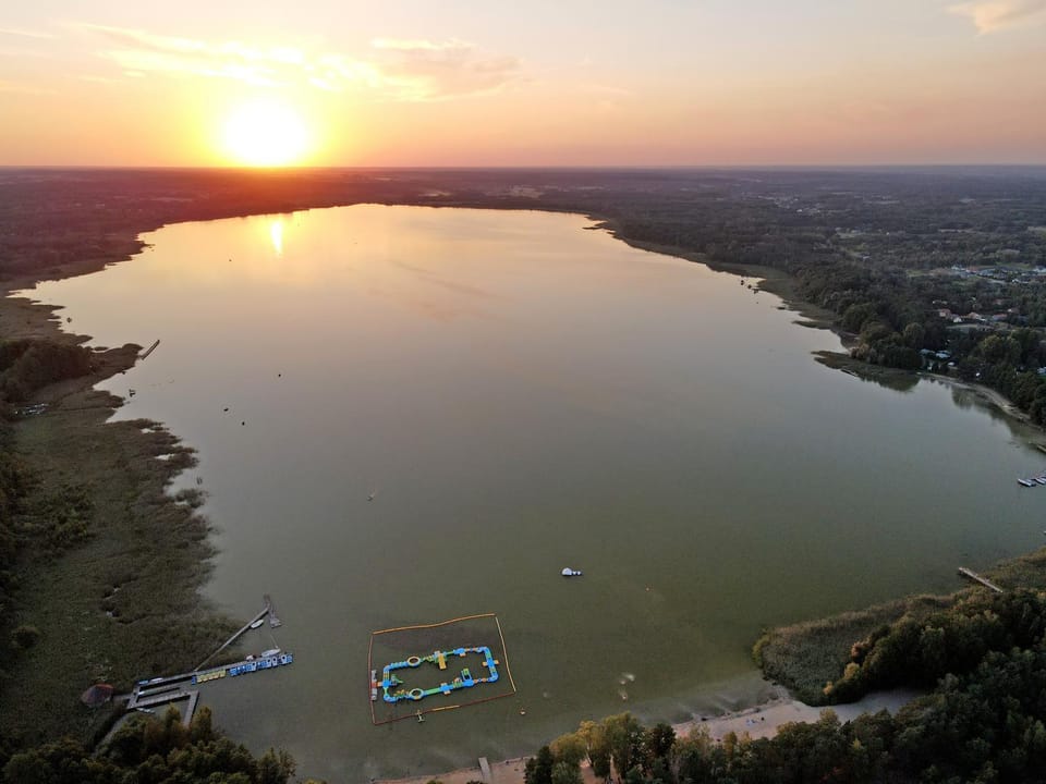 Natural landscape, Bird's eye view, Aqua park, Lake view, Sunset