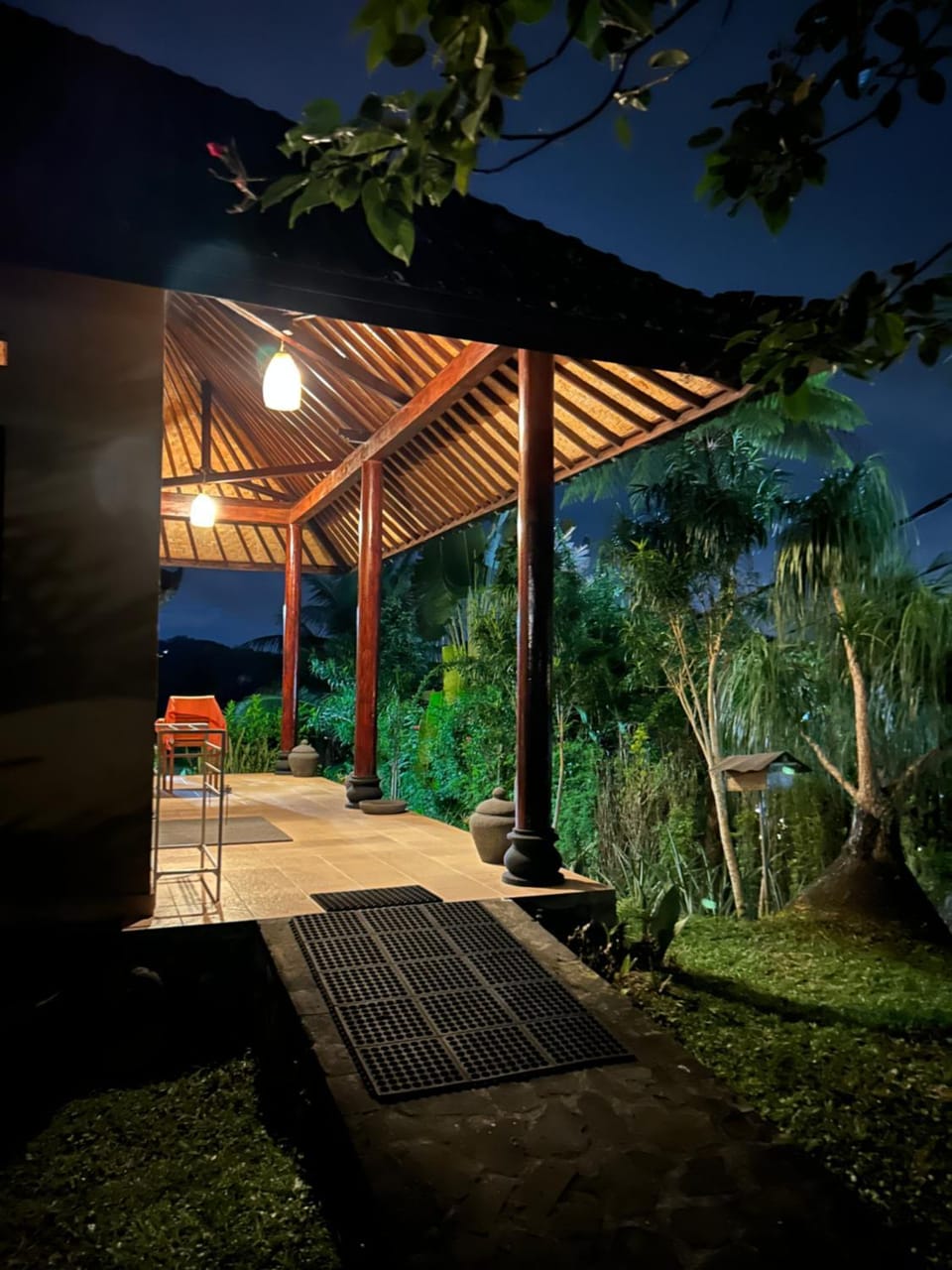 Property building, Night, Garden, Garden view