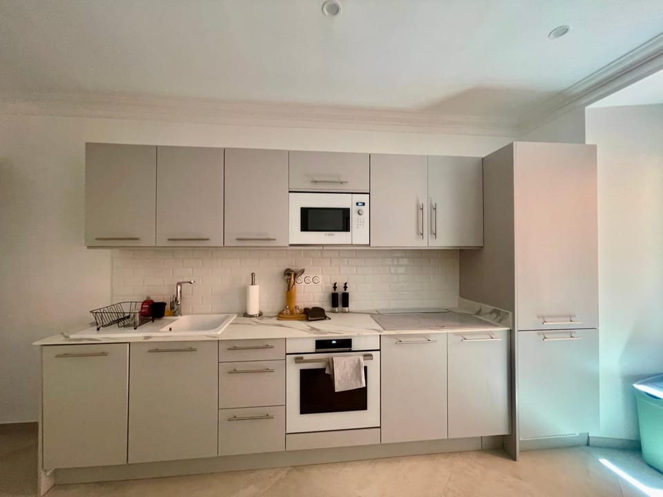 Kitchen or kitchenette, dishwasher, stove