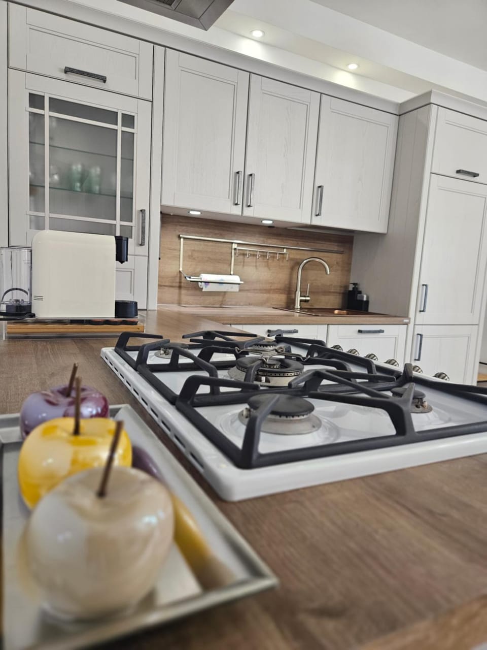 Kitchen or kitchenette, stove