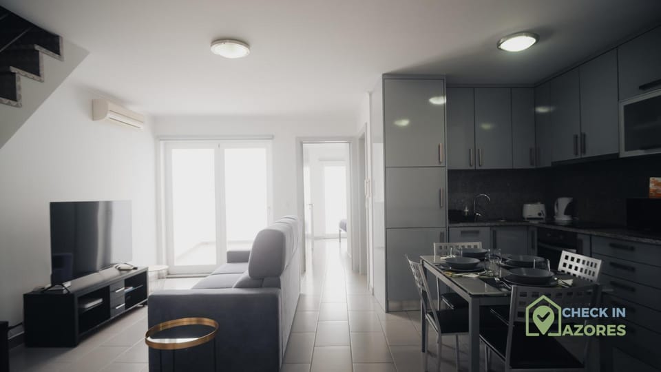 Living room, kitchen, air conditioner