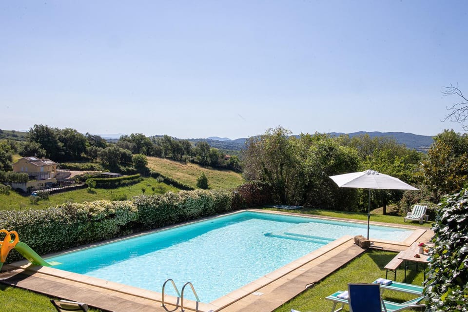 Spring, Day, Natural landscape, Garden, Garden view, Mountain view, Pool view, Swimming pool, sunbed