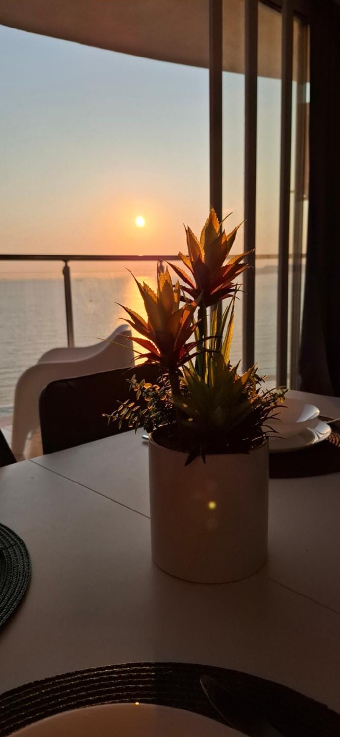 View (from property/room), Balcony/Terrace, Dining area, Sea view, Sunset
