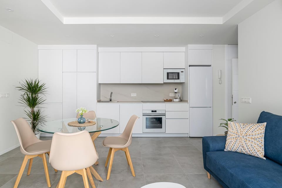 Kitchen or kitchenette, Living room, Dining area, oven, stove, toaster