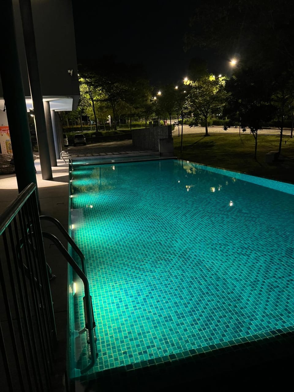Night, Pool view, Swimming pool