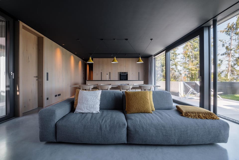 Kitchen or kitchenette, Living room, Seating area