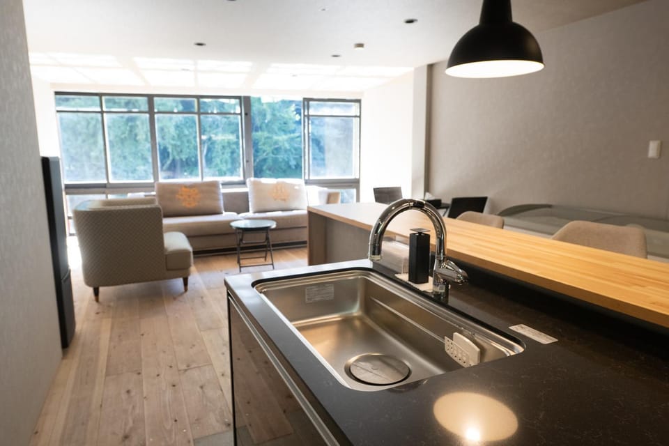 Kitchen or kitchenette, Living room, Seating area
