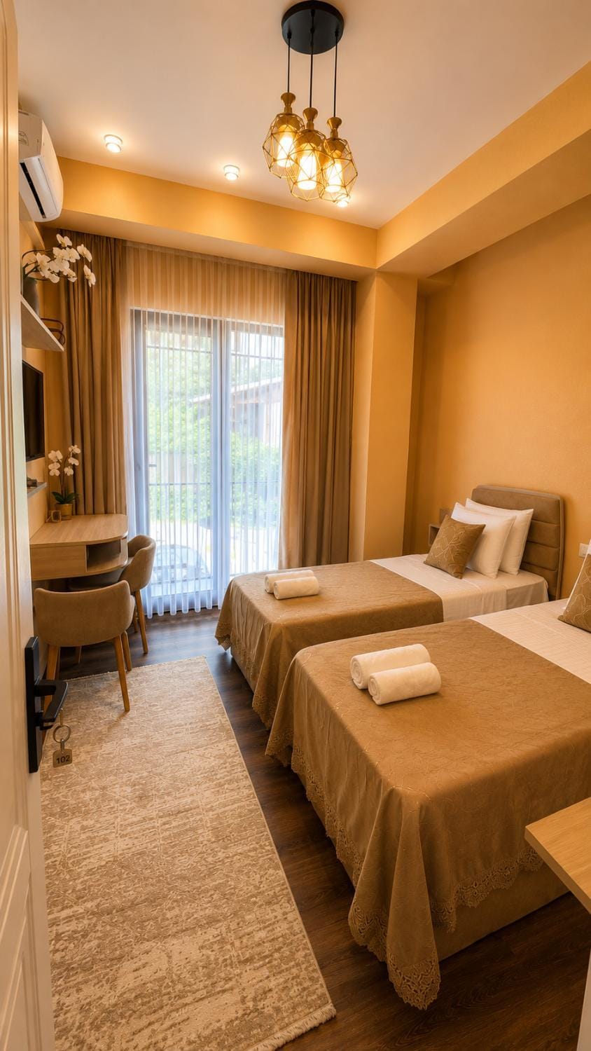Bed, People, TV and multimedia, Seating area, Bedroom, Guests, Mountain view, Continental breakfast, Family, air conditioner