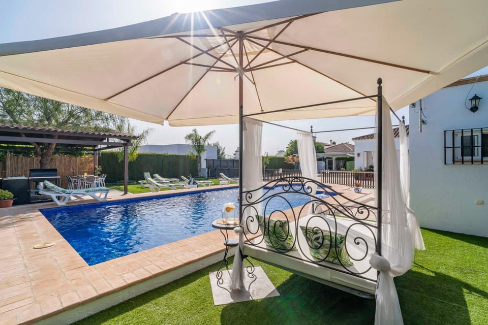 Property building, Living room, Swimming pool