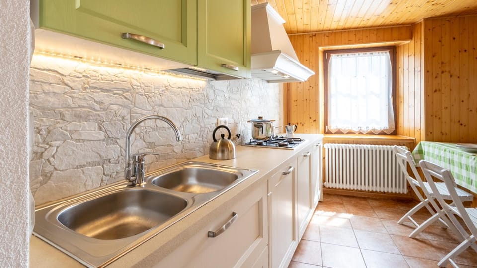 Kitchen or kitchenette, stove
