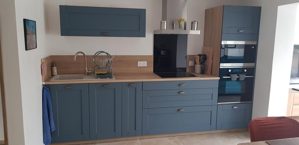 Kitchen or kitchenette, dishwasher, oven, stove