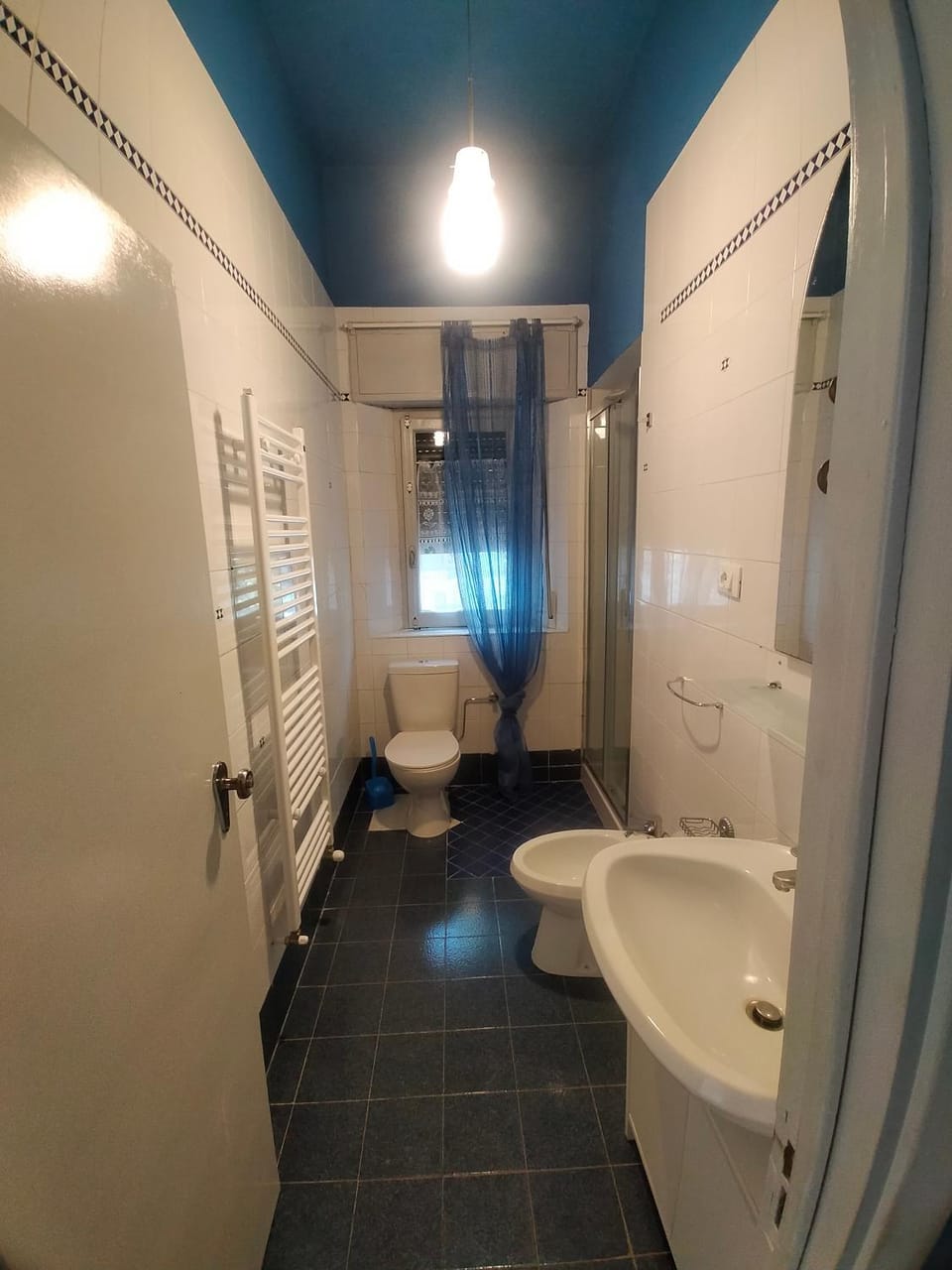 Shower, Toilet, bidet, towels