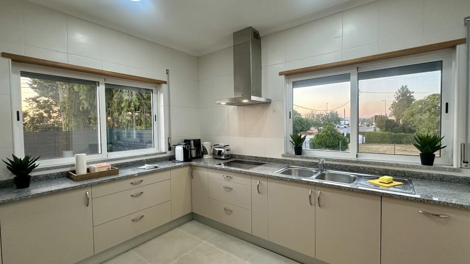 Kitchen or kitchenette, stove