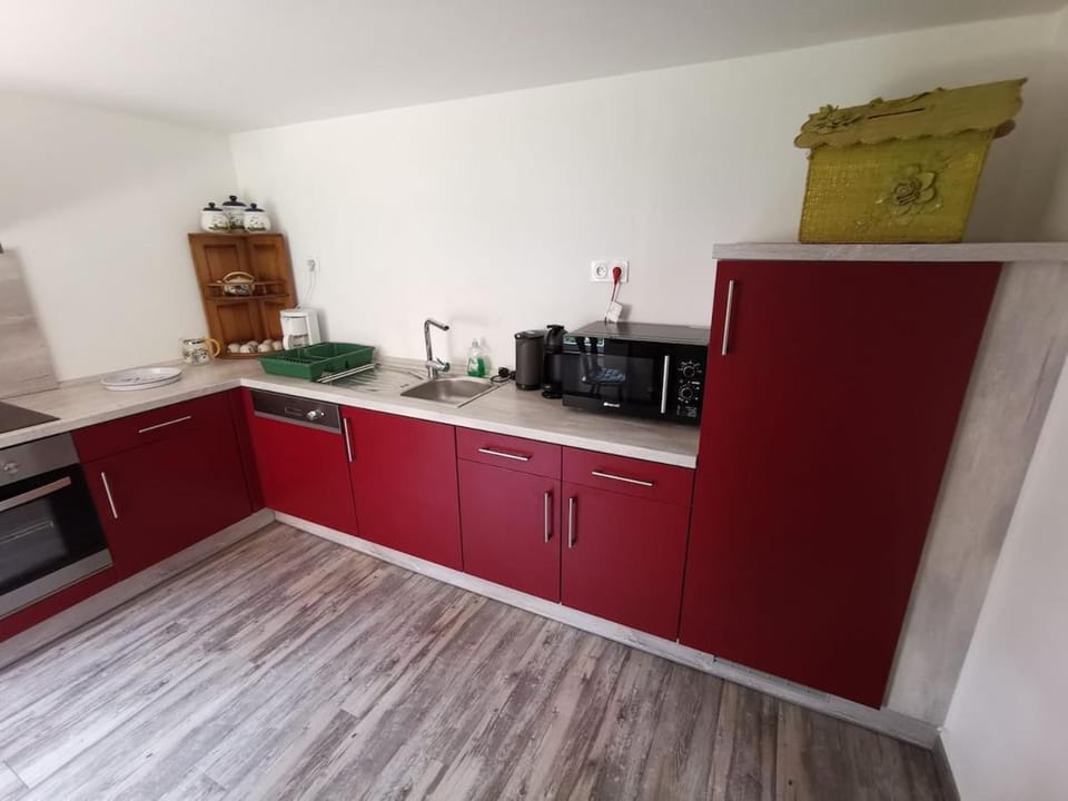 Kitchen or kitchenette, dishwasher, oven, stove