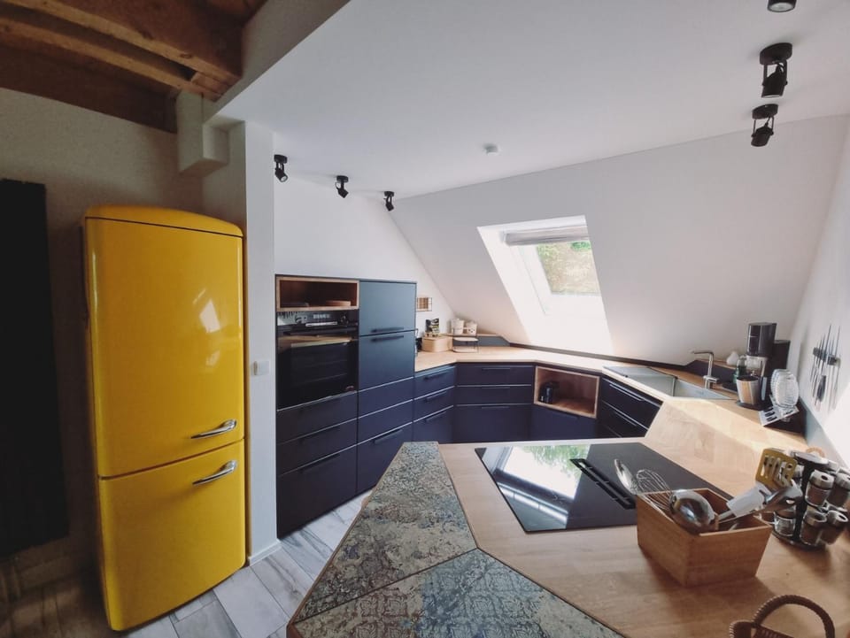 Kitchen or kitchenette, stove, kitchen