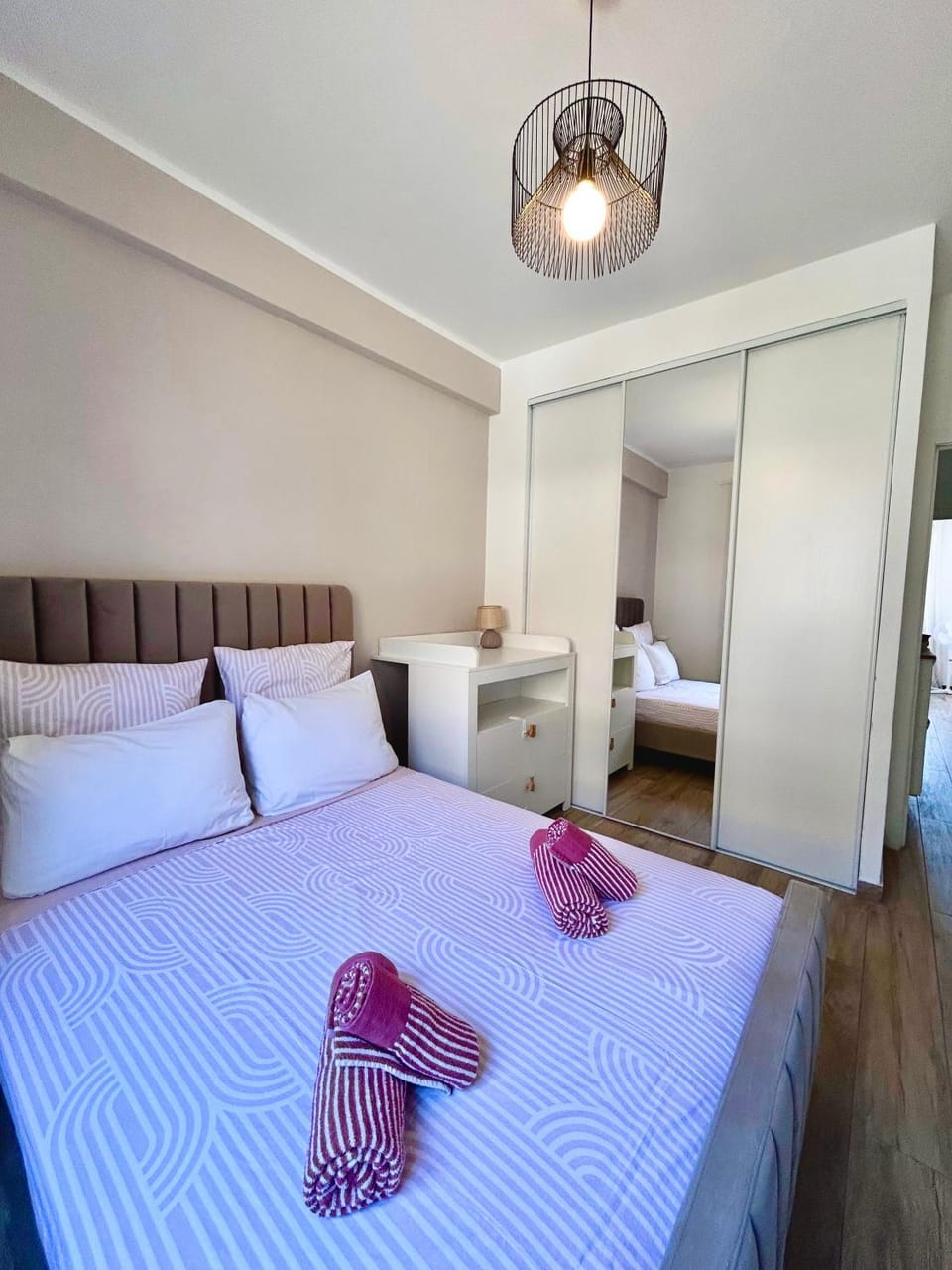 Bed, Photo of the whole room, Bedroom, towels, wardrobe