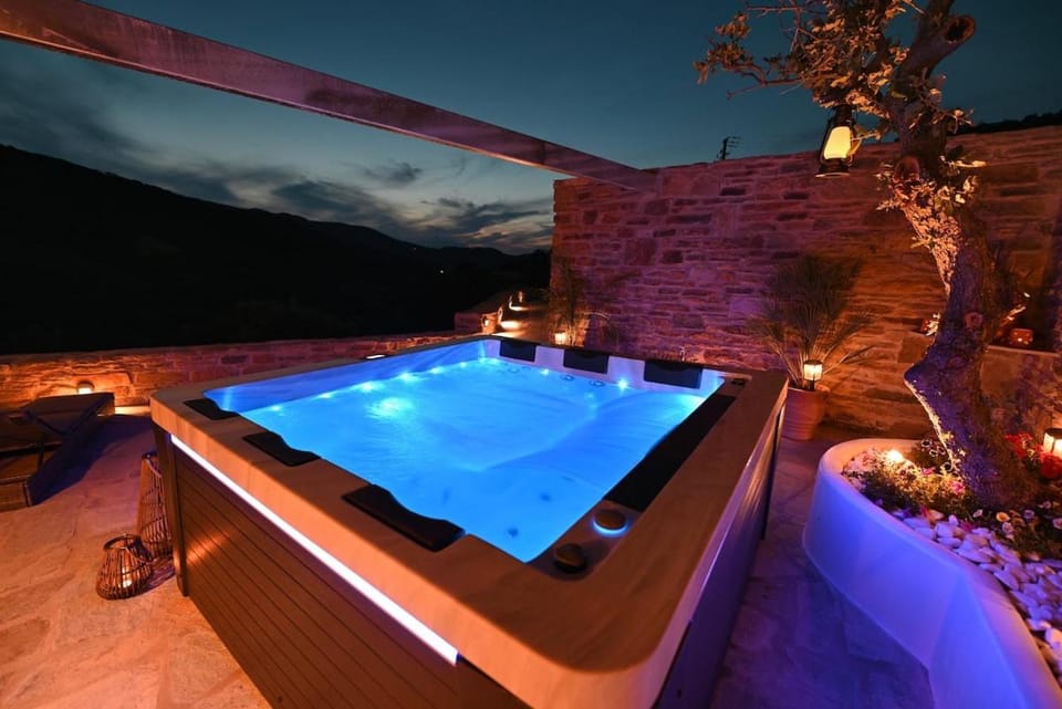 Night, Mountain view, sunbed