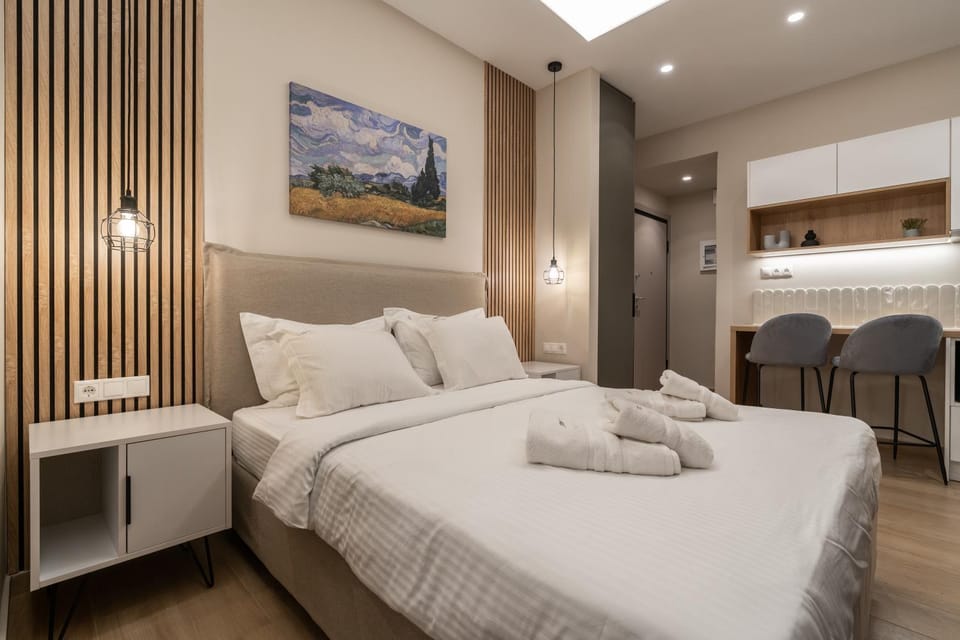 Bed, Photo of the whole room, Bedroom, towels, wardrobe