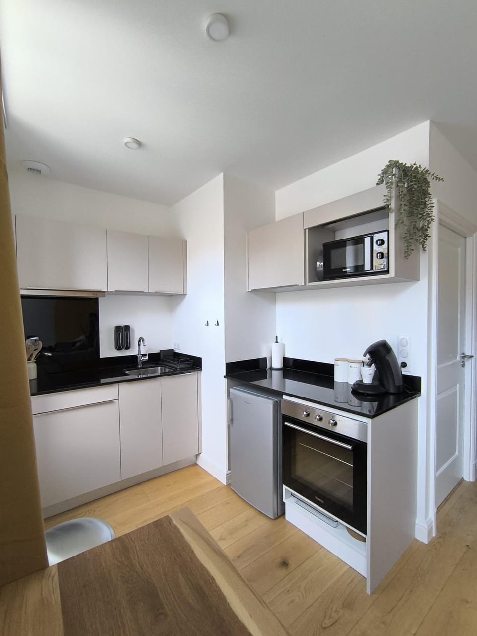 Kitchen or kitchenette, stove, toaster