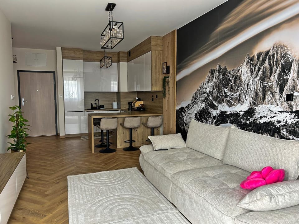Kitchen or kitchenette, Living room, Seating area, Dining area, stove