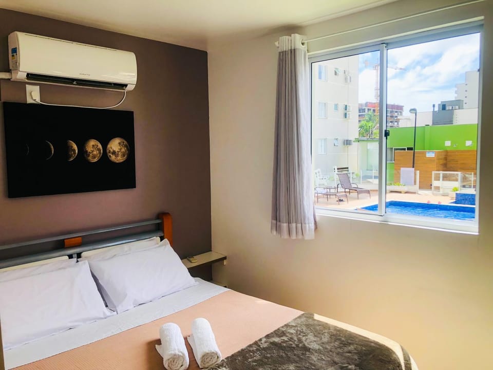 View (from property/room), Bedroom, Pool view, air conditioner