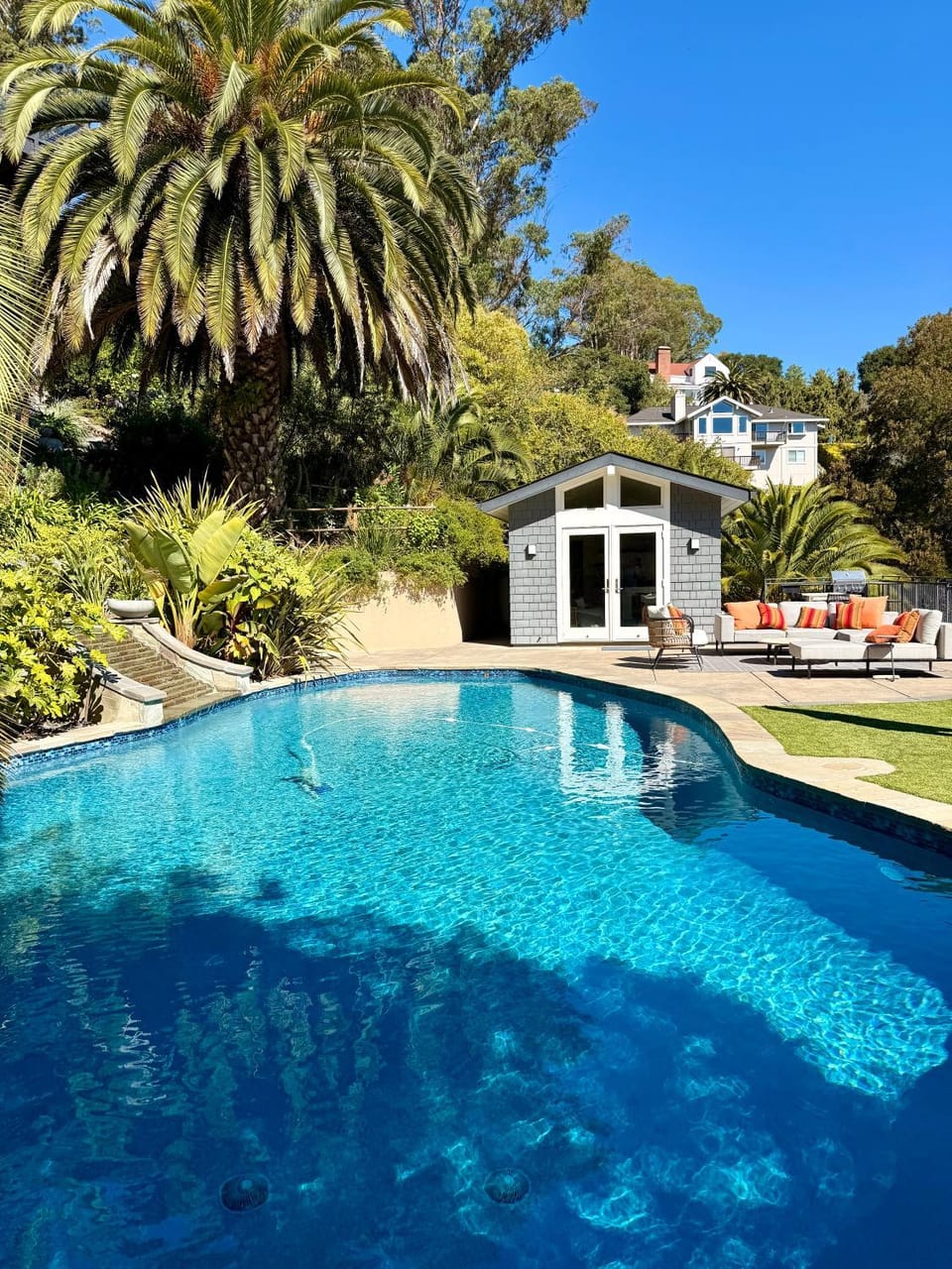 Natural landscape, Garden, Swimming pool
