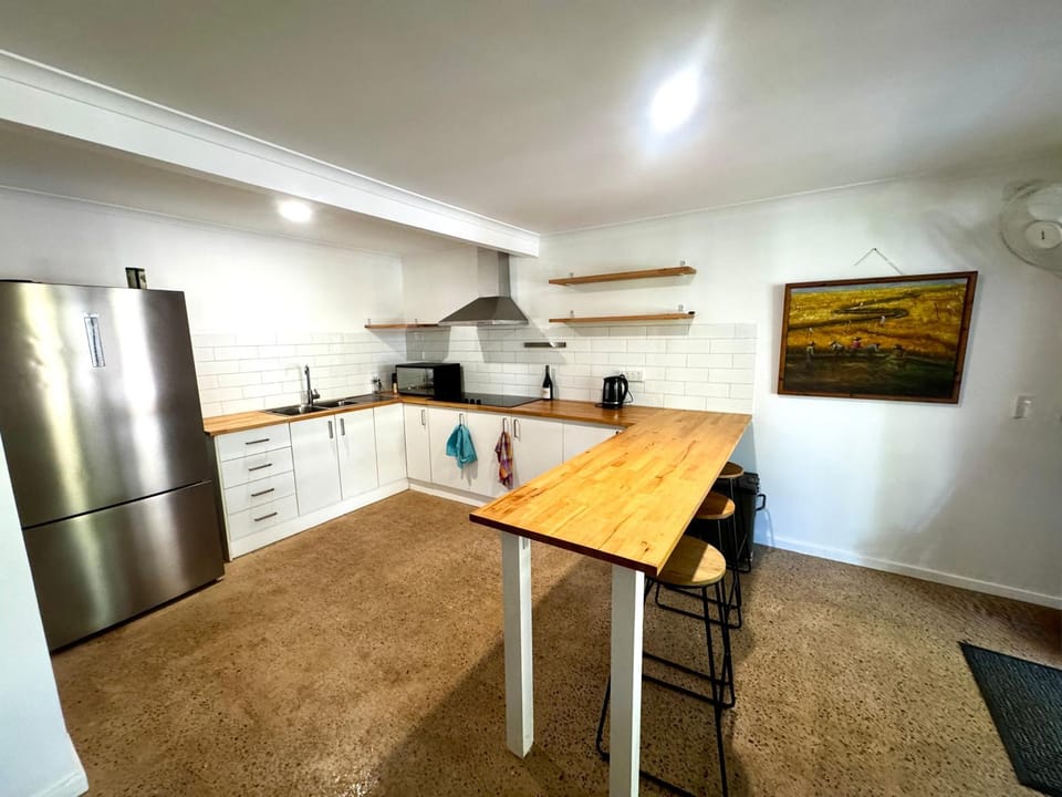 Kitchen or kitchenette, stove