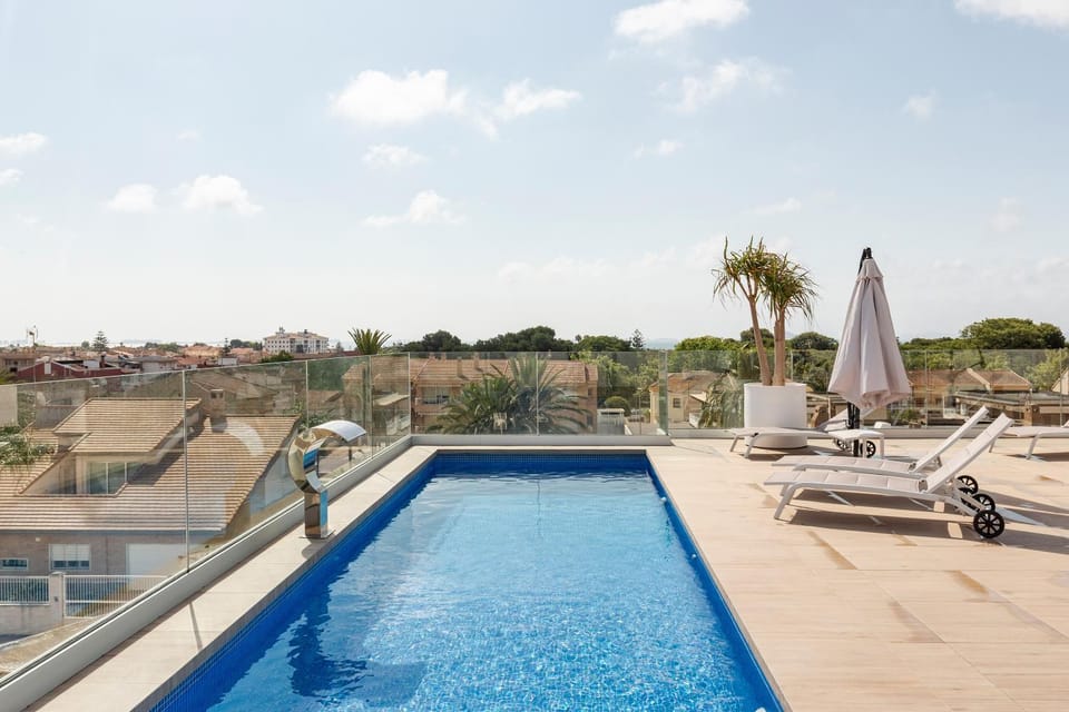 Property building, Living room, Swimming pool