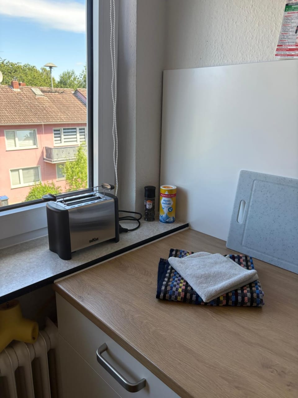 Kitchen or kitchenette, toaster