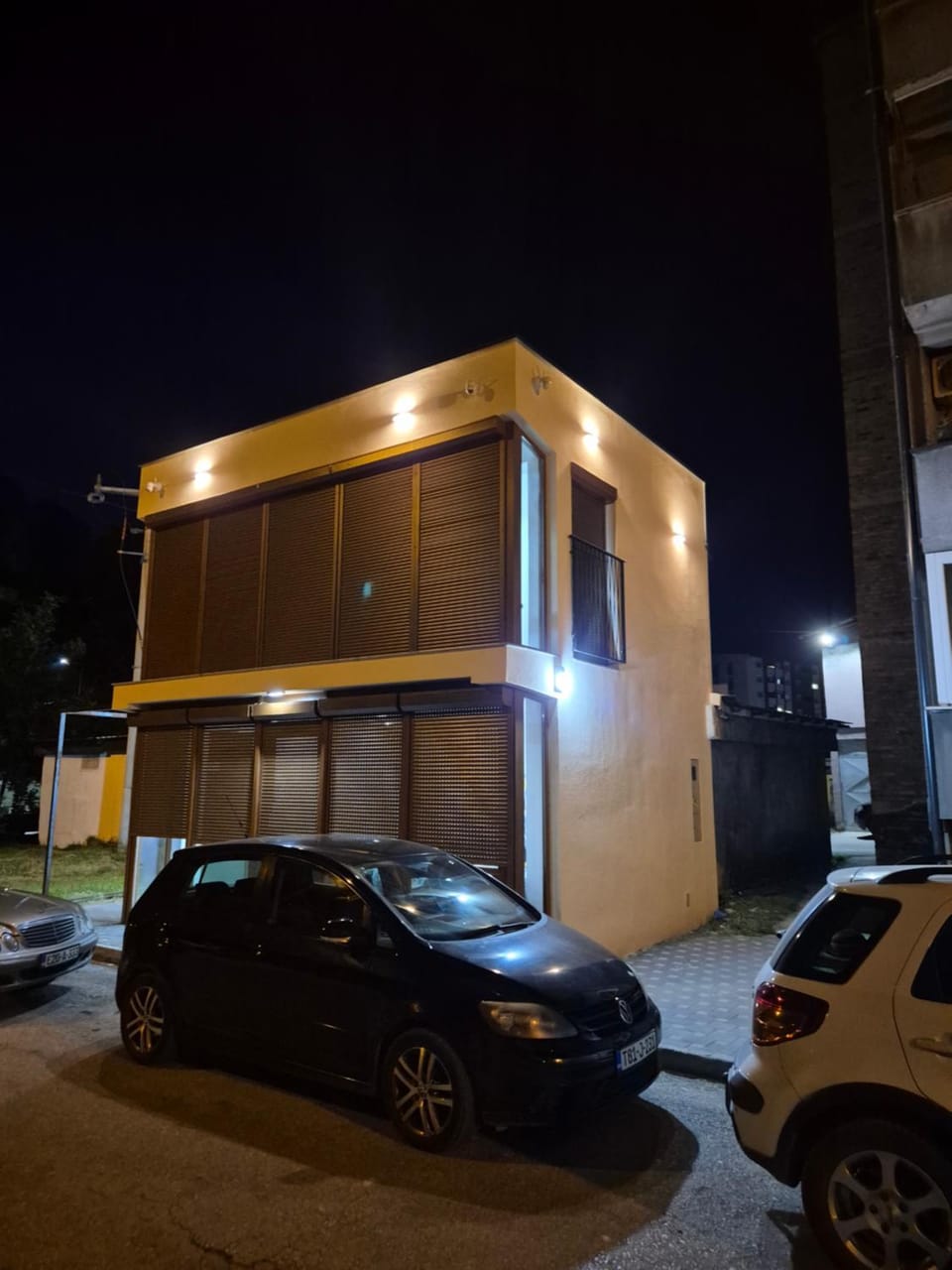 Property building, Night, Parking