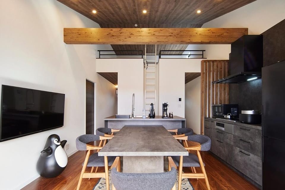 Kitchen or kitchenette, Living room, Dining area