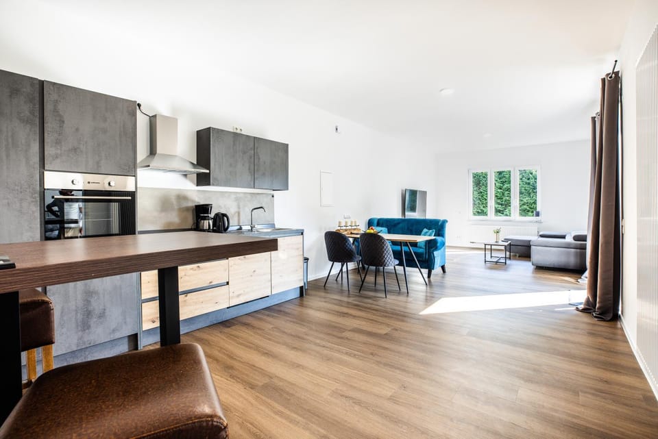 Kitchen or kitchenette, Living room, Seating area, Dining area, oven, pet friendly, stove