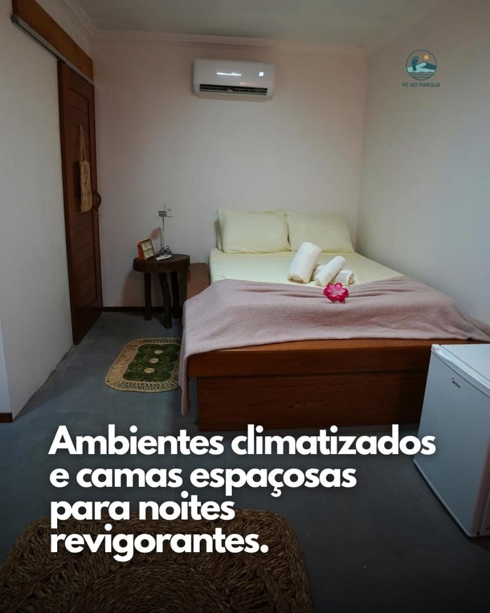 Bed, towels, air conditioner