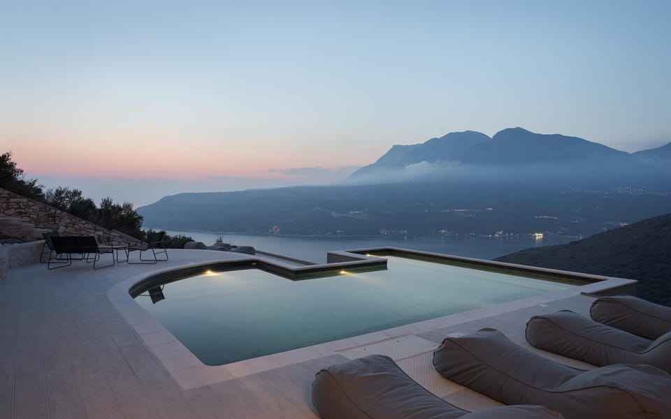 Nearby landmark, Natural landscape, Mountain view, Pool view, Swimming pool, Sunset