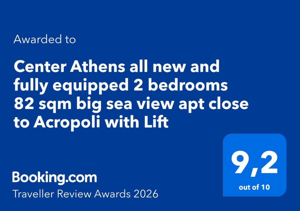 Center Athens all new and fully equipped 2 bedrooms 82 sqm big sea view apt close to Acropoli with Lift Apartment in Kallithea