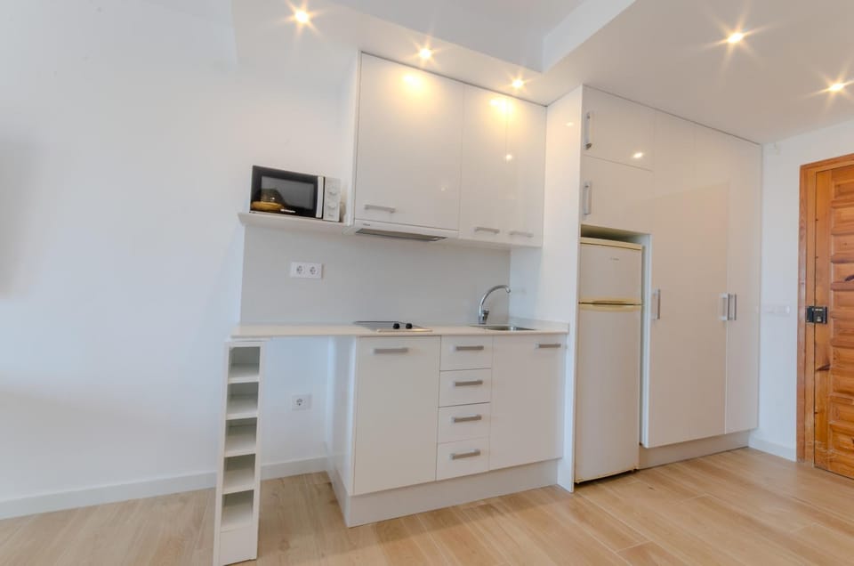 Kitchen or kitchenette, stove, wardrobe