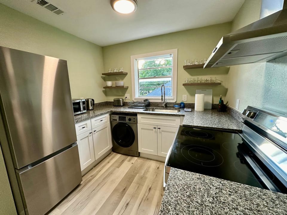 Kitchen or kitchenette, oven, stove, toaster