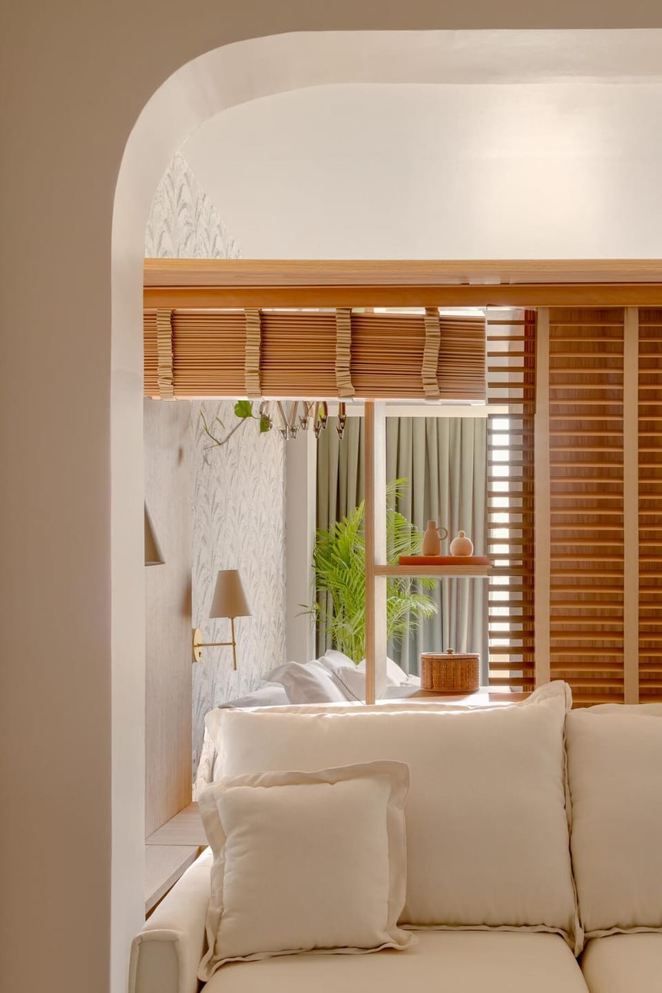 Bed, Living room, Seating area