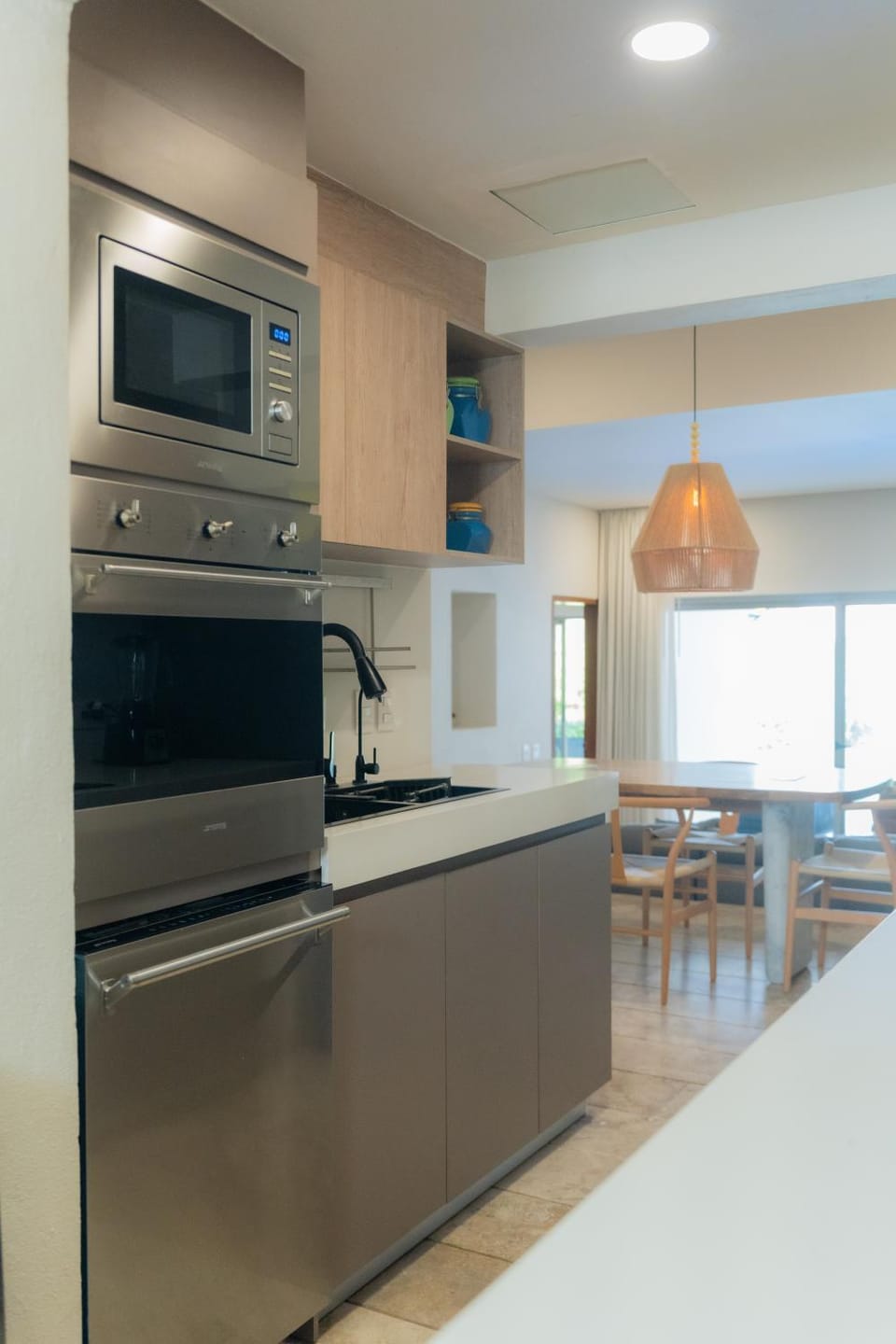 Kitchen or kitchenette, oven, stove