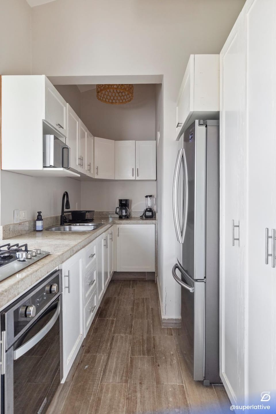 Kitchen or kitchenette, oven, stove
