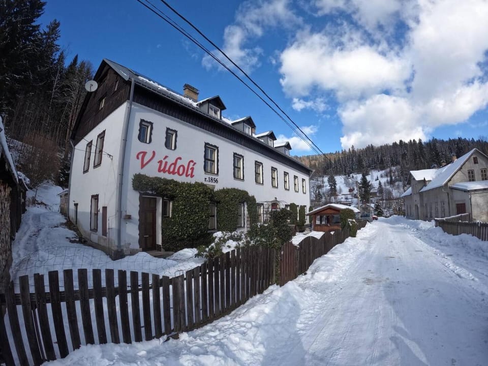 Property building, Day, Natural landscape, Winter, Garden, Mountain view, Street view