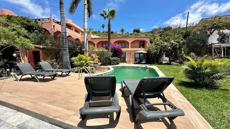 Property building, Patio, Garden, Garden view, Swimming pool, sunbed