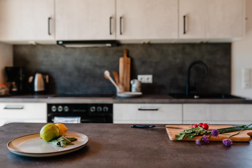 Kitchen or kitchenette, stove