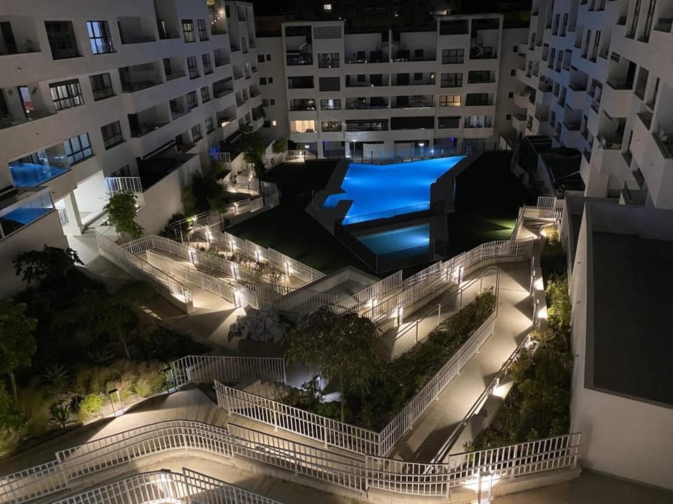 Night, Pool view, Swimming pool
