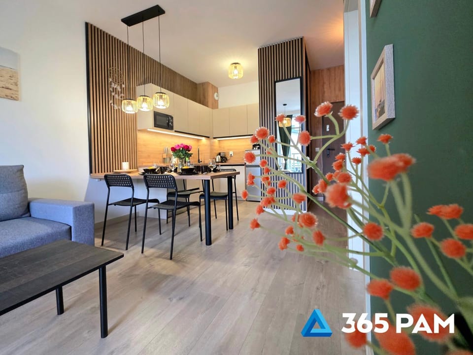 Kitchen or kitchenette, Living room, Seating area, Dining area