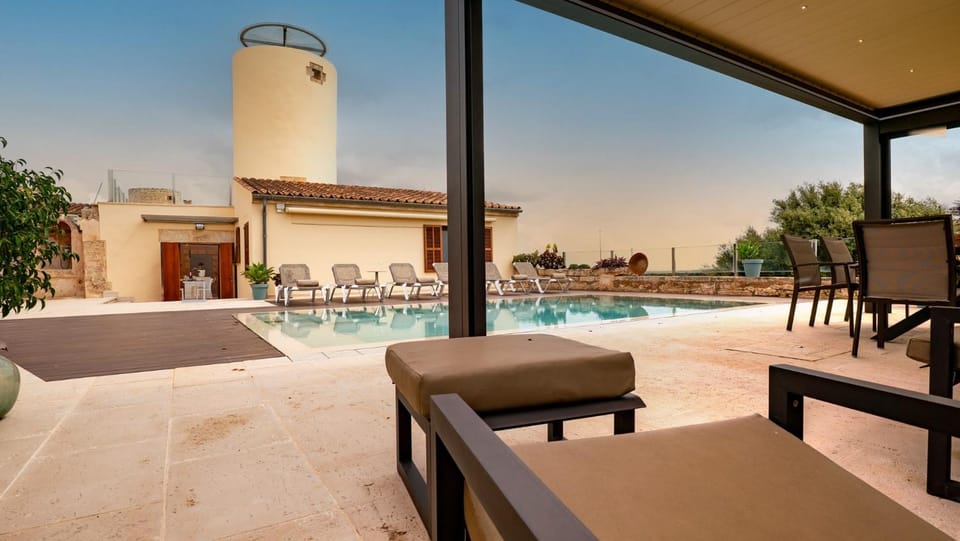 Property building, Living room, Swimming pool